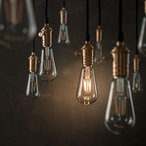 ECO Vintage LED Edison Light Bulb, ST64 Pear Shape, E27 Screw, Clear Glass, 40W Equivalent, 4W LED, 470 Lumens - Image 4