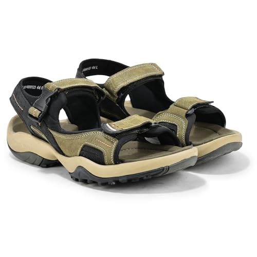 Image of Woodland Men's Camel Elephant Print Nubuk Sandals-UK-5 (EURO 39)