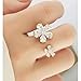 Kokoma Double Flower CZ Ring for Women Gold Plated Floral Open Statement Ring Wedding Band Promise Engagement Rings Wrap Finger Rings Fashion Jewelry