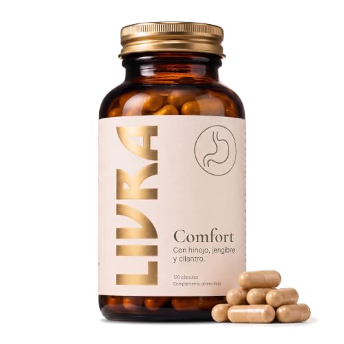 LIVRA Comfort Gases e Hinchazón Adultos Hinojo y Jengibre 120 Cápsulas | Hinojo, Cilantro y Jengibre en Extracto Seco - Después de Comidas Copiosas - Digestiones Pesadas - 2 Meses - Sin Gluten