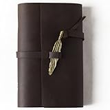 Ancicraft Vintage Soft Genuine Leather Journal Diary Notebook Refillable with Feather 6-Ring Binder
