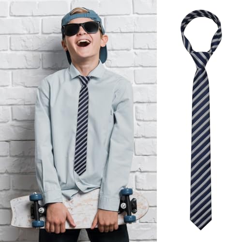 Boys' Tie - Self Ties for School & Graduation, Plaid & Striped Design4
