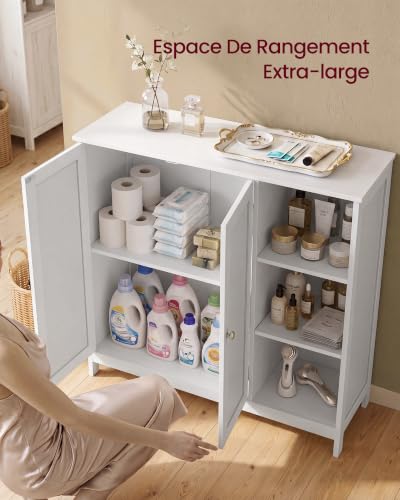 Armoire salle de bain MDF 90 cm portes+étagères VASAGLE