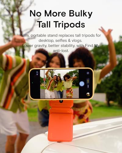 Image of MOFT Magnetic Selfie Stick Phone Tripod with Capture Button, MagSafe Trackable Tripod Wallet with Apple Find My for iPhone 12-17 Series, Pocket Phone Tripod Stand for Vlogging & Selfies, Jet Black