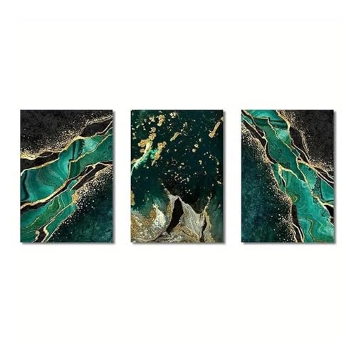 Impression sur Toile Haute Définition Triptyque Agate Dorée Luxueuse