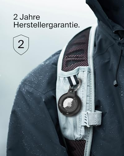 Belkin wasserfester Apple AirTag Secure Holder mit Schlüsselanhänger, robust und Kratzfest, AirTag Hülle, Accessoire für Schlüssel, Haustiere, Gepäck, Rucksäcke usw. – Schwarz (1er-Pack)