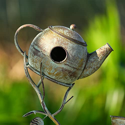 Wempolu Bird House With Pole For Outside Metal Birdhouses Stake Stand For Outdoors Yard Lawn Decoration (57.87”) #TOP3