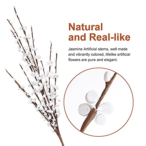 Houele - Long Stem Artificial Flowers For Tall Vase, Fake Branches, Pussy Willow Branches Faux Jasmine Flowers Home Vase Fillers For Home Hotel Office Bedroom Diy Decor (10 Pcs White) #TOP7