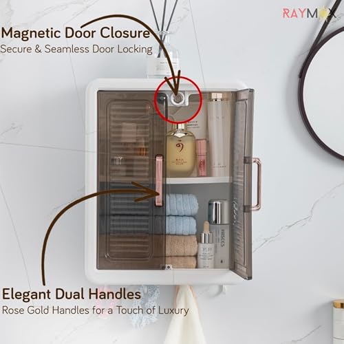 Image of RAYMOX 3-Layer Wall Cabinet with Doors, Self-Adhesive Kitchen & Bathroom Organiser (Pack of 1)