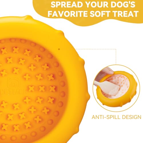 Image of Dog Lick Bowl, Bestalk Wobbly Freeze Bowl Enrichment Feeder for Dogs, Anxiety Relief Lick Mat Puzzle Toy for Distraction, BPA Free Silicone, Dishwasher Safe(Orange,S)
