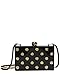 isti Whitiker Glitter Polka Dot Convertible Box Clutch, Black/Gold