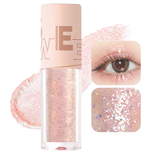 Jutqut Liquid Glitter Eyeshadow - Shimmery & Sparkle Liquid Eyeliner, Shinny Eye Makeup, Long Lasting, Quick-Drying, Subtle Shimmer Eye Shadow Stick With Gel Texture, 02#Pink Champagne #TOP29