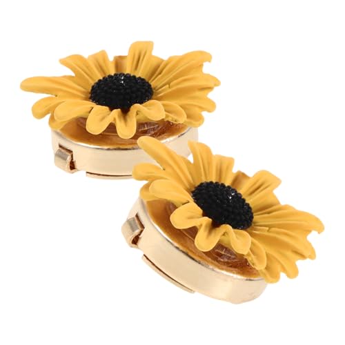 NIYANGLE Cubiertas decorativas para botones con forma de girasol en aleación, pack de 2 unidades, resistentes y decorativas, para camisas casuales de hombres y mujeres en fiestas y bodas