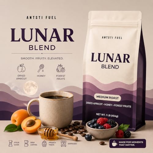 Antsti Fuel Lunar Blend Café en Grano, Tostado Medio, 1 lb miniatura 2