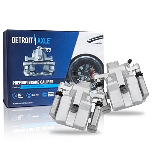 Image of Detroit Axle - Rear Drilled & Slotted Rotors + Calipers + Brake Pads | Replacement for 2013-2017 Toyota Camry Avalon Lexus ES350 ES300h - 6pc Set