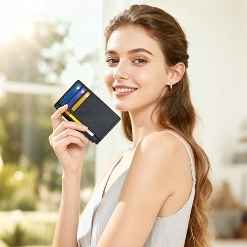 Image of Tipmile Mens RFID Wallet, Small Slim Business Credit Card Holder, Mens Gift | Mini Tiny Cute ID Case, Minimalist Zipper Pocket Wallet, Thin Coin Purse, Mothers Gift