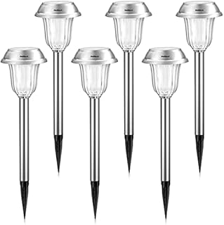 Nekteck Solar Lights Outdoor, Pathway Solar Lights Waterproof and Decorative 8 Lumen LED Stainless Steel Solar Powered Lights for Garden, Yard, Patio, Landscape, Walkway (6pack)