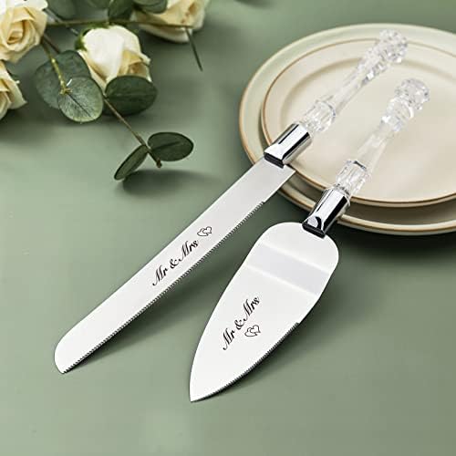 ALICEPUB Wedding Cake Knife And Server Set, Cake Cutting Set for Wedding Stainless Steel Cake Pie Serving Set Personalized Gifts for Birthday, Parties, Events