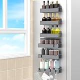 HuggieGems 6 Pack Magnetic Spice Rack Organizer for Refrigerator and Oven, Dark Grey Fridge Organizers and Storage for Kitchen