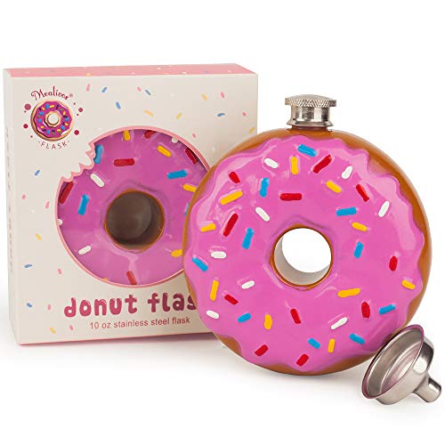 Multicolored Sprinkles Donut 10 oz Stainless Steel Alcohol Flask with Funnel