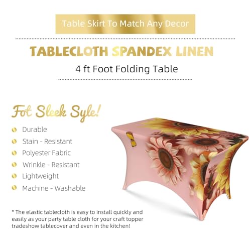 Nappe de table imperméable et infroissable en spandex de 1,2 m motif tournesol - 4