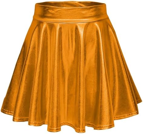 Women's Metallic Skater Skirt Sparkly Shiny Flared Pleated A Line Mini  Skort Dress Slip Skirt, Gold, XL : Amazon.ie: Arts & Crafts