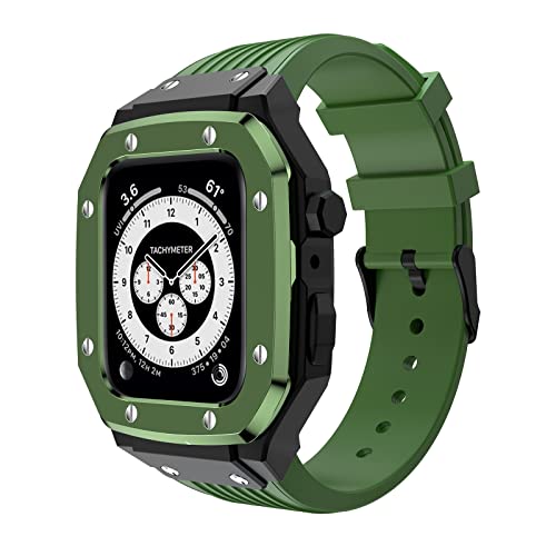 Bracelet silicone Apple Watch boîtier acier inoxydable 42mm 44mm 45mm