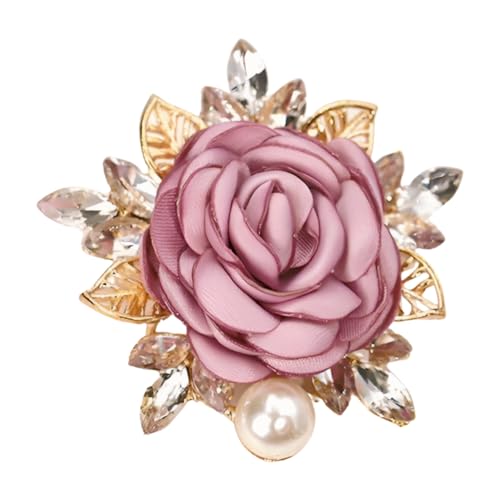 Image of COLORFUL BLING Elegant Rose Flower Pearl Brooch Pin for Women Girls Vintage Floral Hairpin Headpieces Brooch Clothing Bag Scarf Decoration Shawl Pins Jewerly-B