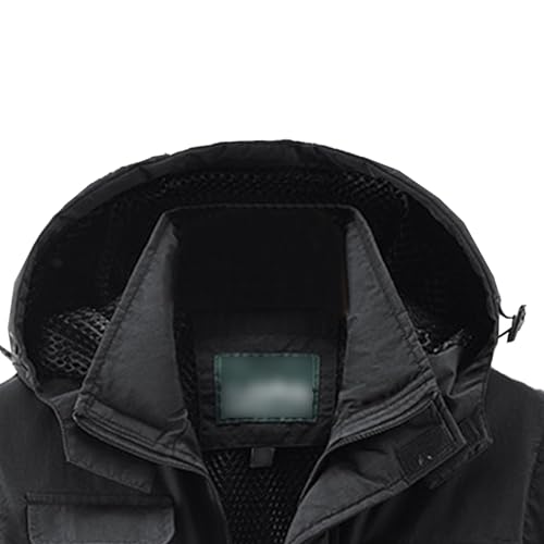 Men's Winter Work Waterproof Jacket Lightweight Cargo Multi Pocket Jackets Softshell Hooded Outdoor Windproof Coat2