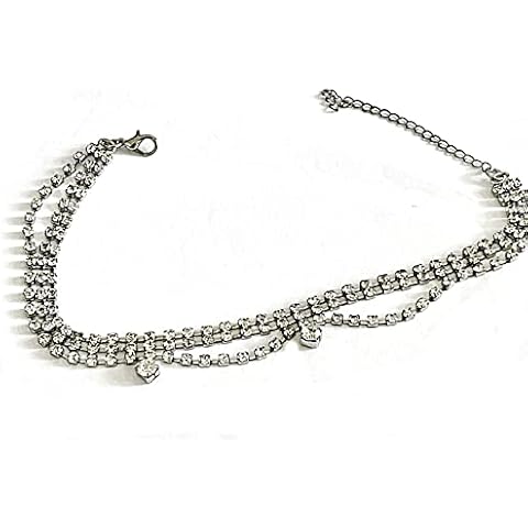 Boot Bootchain Jewelry Double Row Wavy Strands Lines of High Faceted Crystals Drop Charms Cover
