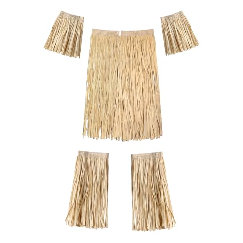 Wildarms Conjunto de Carnaval Hawaiano para Hombre y Mujer, puños de Brazo y Tobillo, espantapájaros zulú Africano Hawaiano (un conjunto)