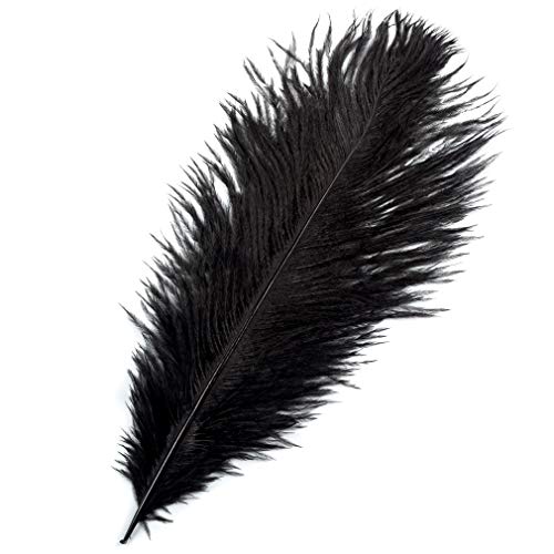 10 pcs plumas de avestruz,plumas manualidades,25-30cm,para de la boda decoración del hogar, Negro (Negro)