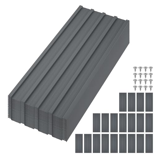 Chapa Trapezoidal, 20 Unidades, Chapa Perfilada De 108 Cm X 43 Cm 9,3 M , Galvanizada, Resistente A La Corrosión, Resistente A La Intemperie, Placas De Techo De 0,25 Mm, Incluye Tornillos Para