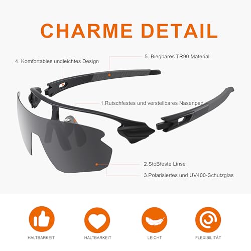 suoso Fahrradbrille Herren Damen Sportbrille Sonnenbrille,1