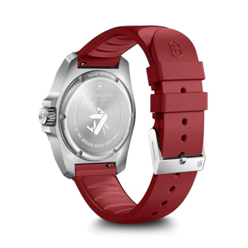 Image of Victorinox I.N.O.X. 41 mm, Silver Stainless Steel case, Silver Stainless Steel Bezel, red dial, red Rubber Strap