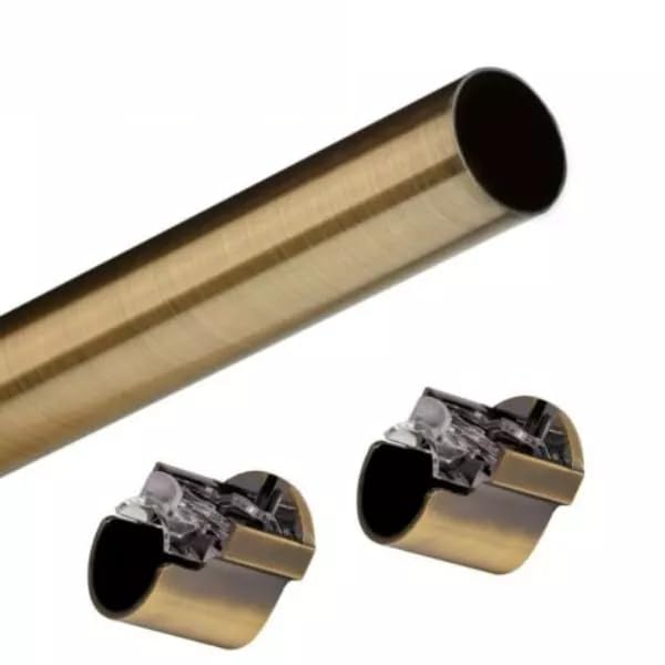 28mm Antique Brass Metal Various Lengths Curtain Pole Set Including Recess Brackets (150cm)
