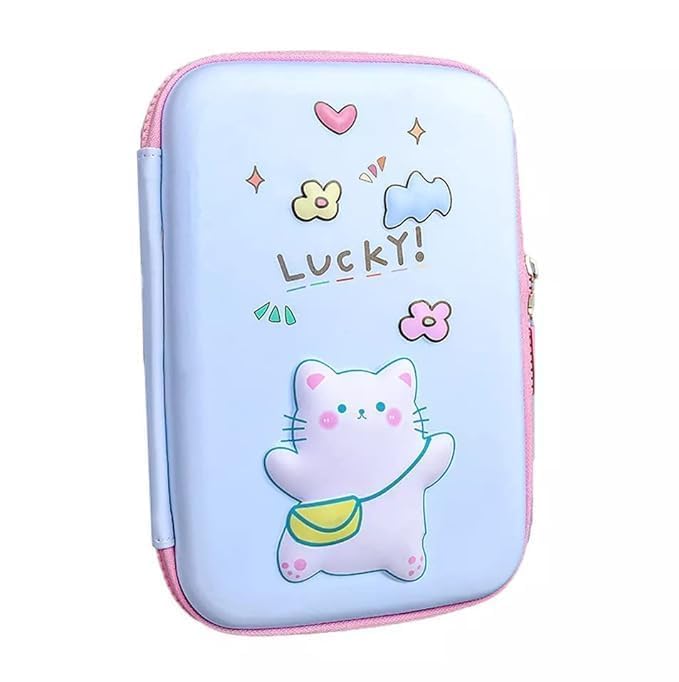 Cartoon Theme Pencil Case - 3D EVA Pencil Case Pouch, Multipurpose Zippe, Pen and Pencil Bag for School Kids, Girls, Stationery Storage Box (Big Lucky Pouch)