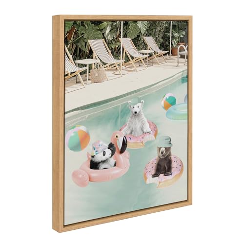 Kate and Laurel Sylvie Pool Party Framed Canvas Wall Art