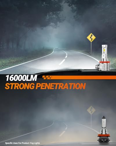 Image of SEALIGHT H11 LED Fog Light Bulb, 16000LM 6000K White H16 /H8 Fog Lights LED Strong Penetration, 32 CSP Chips 360-degree Illumination, All-in-One Housing Design Non-polarity, Pack of 2