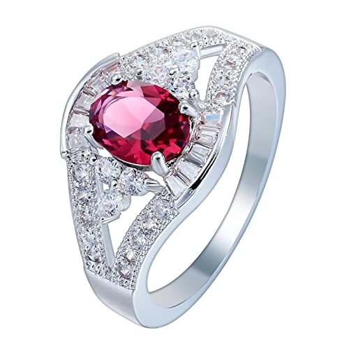 Bague pour femmes en zircone cubique ovale à 4 dents pour le mariage