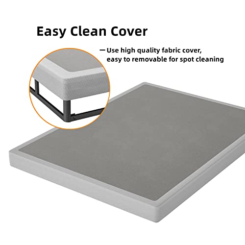 Theocorate Queen Box Spring And Cover Set, 5 Inch Low Profile Metal Spring, Heavy Duty Structure With Cover, Mattress Foundation, Noise Free, Non-Slip, Easy Assembly #TOP3
