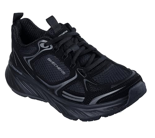 Skechers Edgeride Silver Eclipse- Tenis para Mujer, Borde Duraleather de Malla Negra, 38 EU