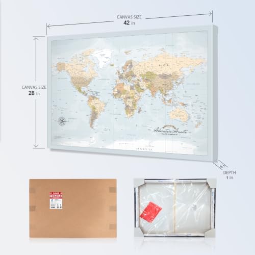 Image of IPIC Blue Ocean World Travel Map with Pins, World Map Pin Board, 42x28 in