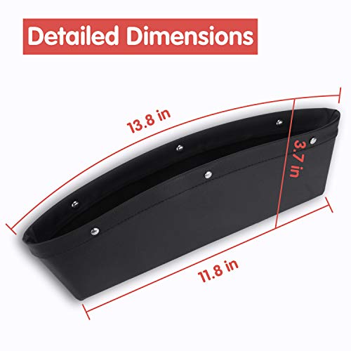 JUSTTOP-2-Pack-Car-Seat-Crevice-Storage-Box-PU-Full-Leather-Car-Seat-Crevice-Universal-Organizer-Storage-Box-to-Hold-Keys-Coins-Phone-Cards-Pens-etc-Black