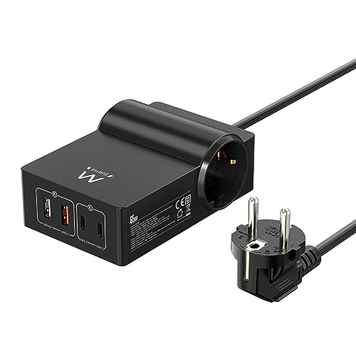 Regleta con cargador GaN 65W y puertos USB-C para organizar el escritorio de trabajo