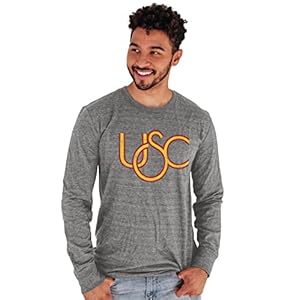 Reserve Collection by Blue 84 USC Trojans Long Sleeve T Shirt TriBlend Retro Vintage, Heather, Large