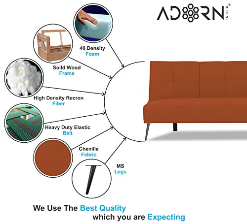 Image of Adorn India Xander 3 Seater Sofa Cum Bed (Rust) (3 Year Warranty)