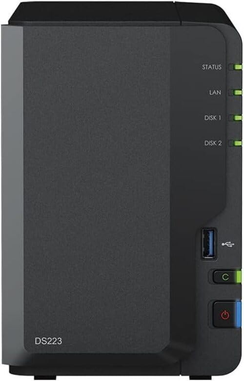 Synology DS223 2-Bay Diskstation NAS (Realtek RTD1619B Quad-Core 2GB Ram 1xRJ-45 1GbE LAN-Port) 8TB Bundle mit 2X 4TB Synology Plus-Serie HDDs