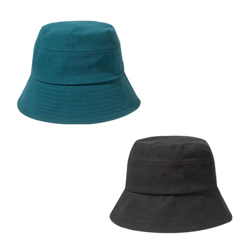2PCS Unisex Cotton Bucket Hat for Women Men, Denim Packable Fisherman, Summer Sun Beach Hat for Casual Trips (M,02)
