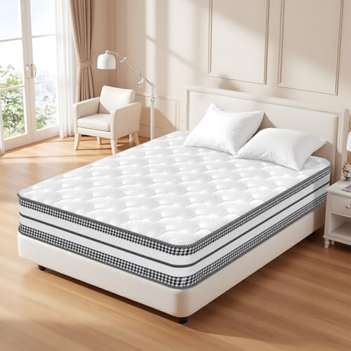 Matelas 90x200 cm Premium, Très épais 26 cm, HYBRIDE: Mousse multicouche+Ressorts ensachés, Ergonomique, H3...